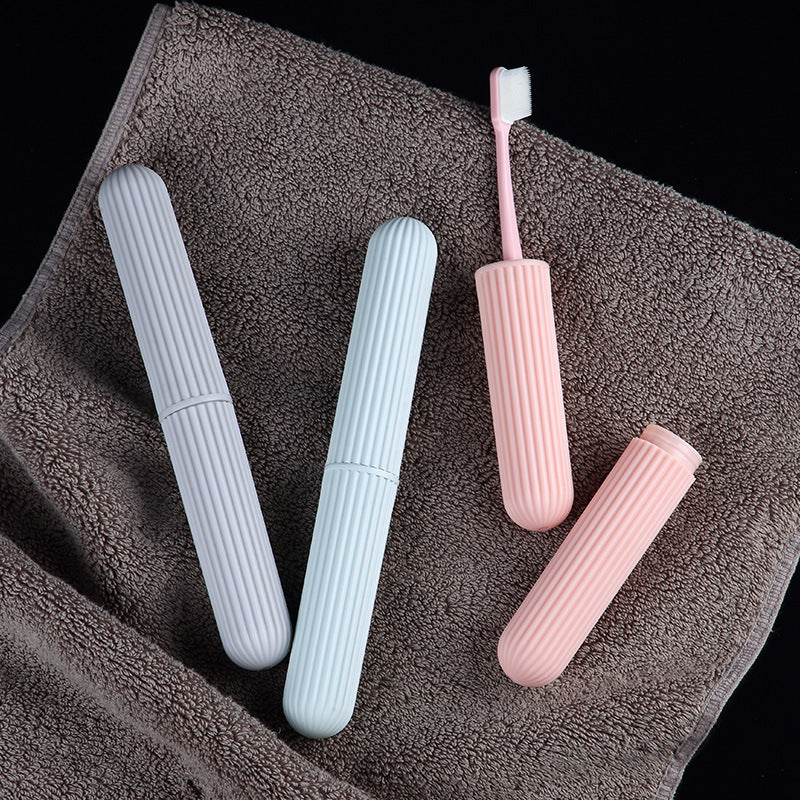 Portable Toothbrush Box Plastic Stripes Travel Wash Toothbrush Cover