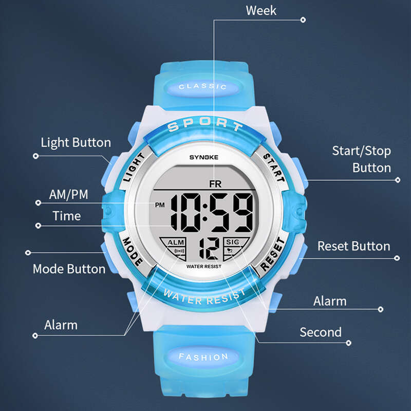 Waterproof Kids Sports Watch Colorful Glow Function