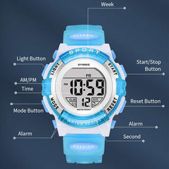 Waterproof Kids Sports Watch Colorful Glow Function