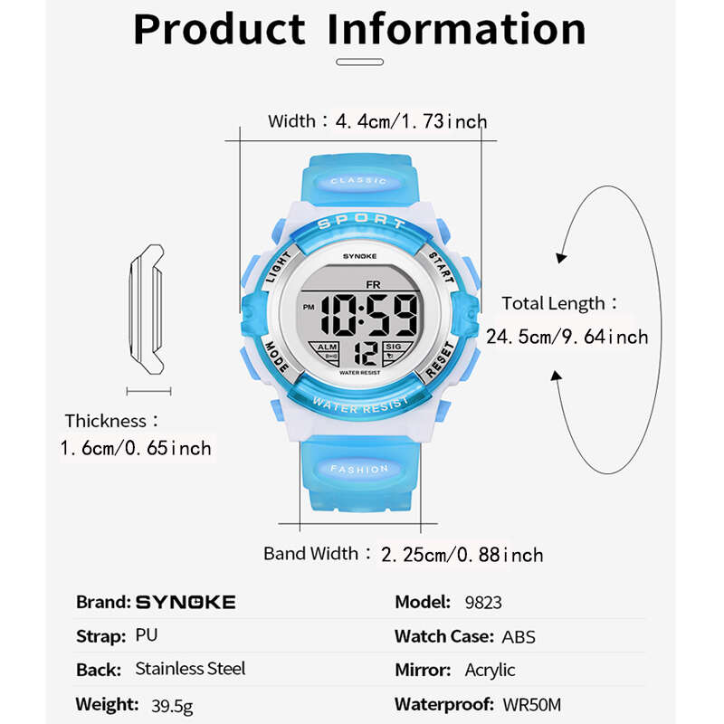 Waterproof Kids Sports Watch Colorful Glow Function