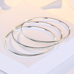 3pcs Minimalist Silver Bangle Matte Bracelet Set For Girls