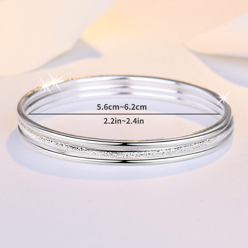 3pcs Minimalist Silver Bangle Matte Bracelet Set For Girls