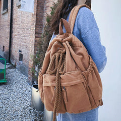 Casual Solid Backpack Drawstring Minimalist Sports Rucksack