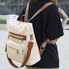 Casual Colorblock Backpack Zipper Storage Rucksack Women's Classic Travel Bag