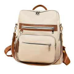 Casual Colorblock Backpack Zipper Storage Rucksack Women's Classic Travel Bag