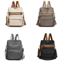Casual Colorblock Backpack Zipper Storage Rucksack Women's Classic Travel Bag
