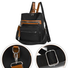 Casual Colorblock Backpack Zipper Storage Rucksack Women's Classic Travel Bag