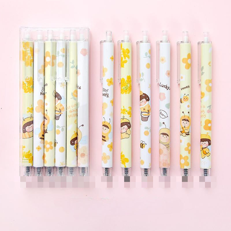 6-Piece Pushable Carving Pen Set Student Art Cartoon Tool