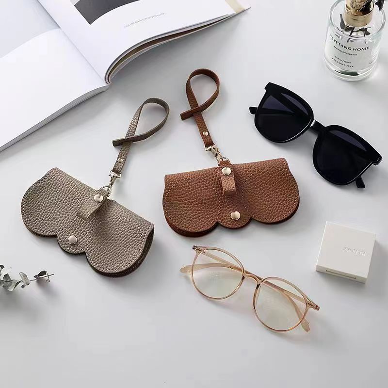 2pcs Glasses Storage Bag Sun Glasses Clip PU Leather Portable Sunglasses Case