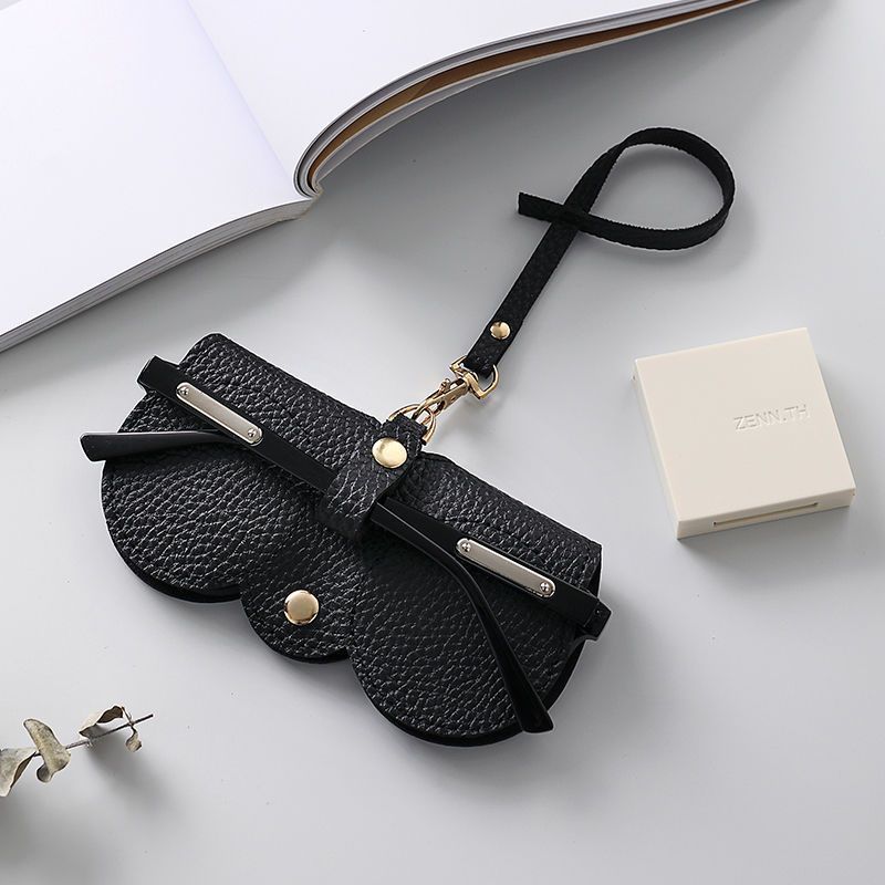 2pcs Glasses Storage Bag Sun Glasses Clip PU Leather Portable Sunglasses Case