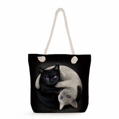 Cat Print Tote Bag Heavy Duty Reusable Shopping Bag