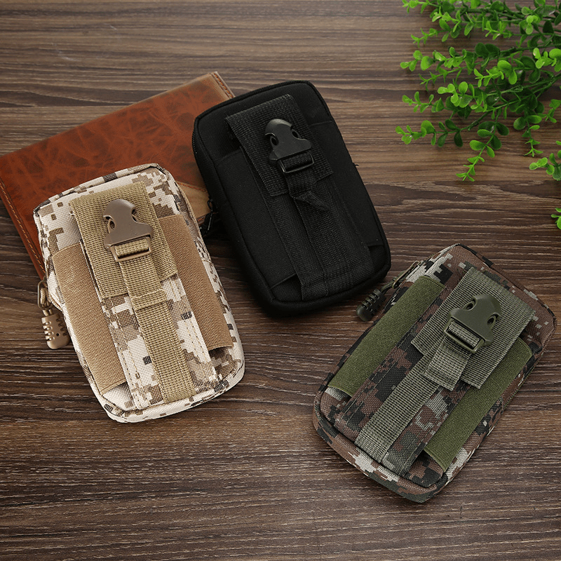 Men's Canvas Zip Waist Bag Camo Coin Purse Phone Bag