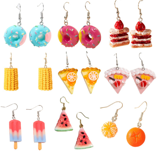 Simulation Mini Food Cake Fruit Hook Earrings Jewelry Gift