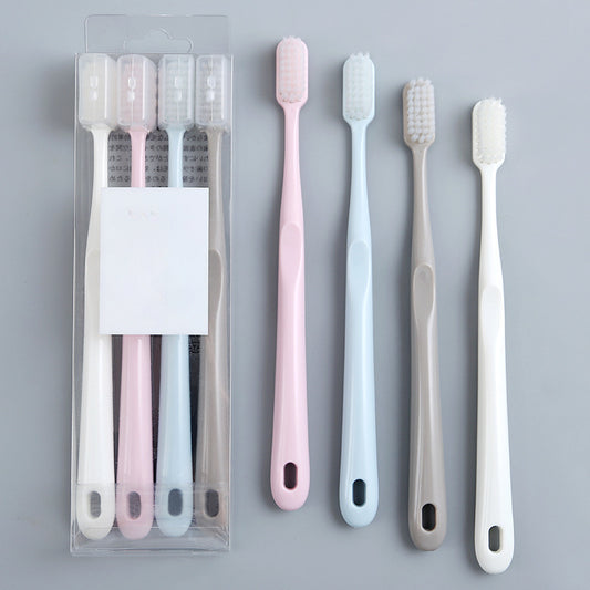 4pcs Macaroon Bamboo Charcoal Soft Hair Toothbrushes Adult