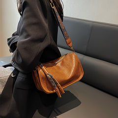 Vintage Solid Shoulder Bag Zipper Crossbody Purse