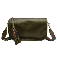 Vintage Solid Shoulder Bag Zipper Crossbody Purse