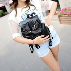 Owl Shape Personality Backpack PU Leather Men Women Travel Backpack