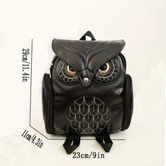 Owl Shape Personality Backpack PU Leather Men Women Travel Backpack