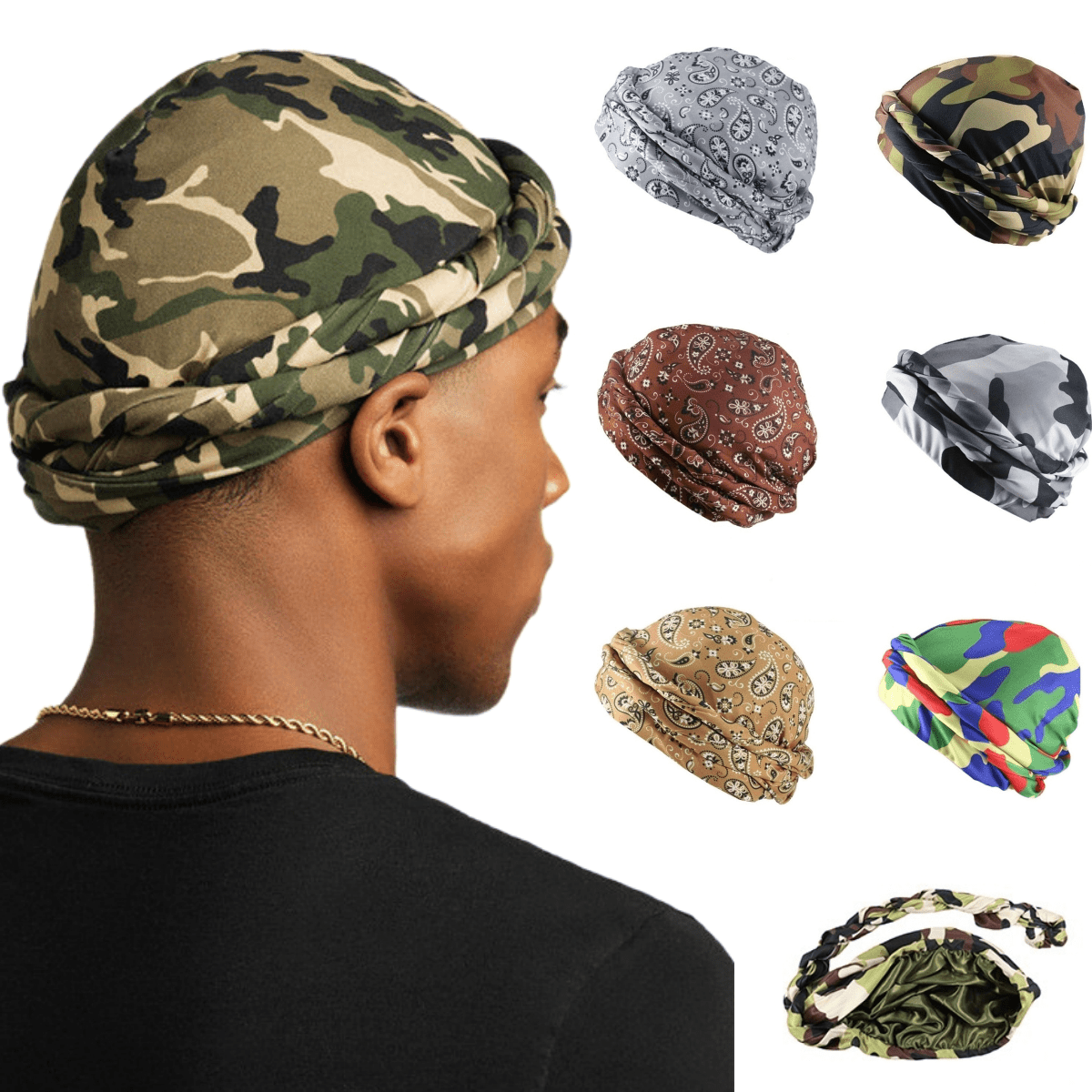 16 Colors Elastic Head Wraps Modal Satin Turban For Men