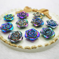 20pcs 1.0 inch Rose Flat Back Resin Charms DIY Embellishments