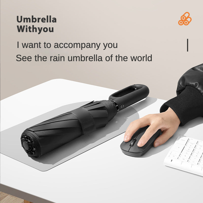 Automatic Folding Windproof Waterproof Umbrella with Reinforced Ribs