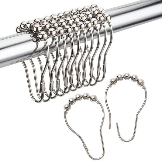 12PCS Shower Curtain Rings Metal Clips Stainless Steel Large Size Hanging Hooks