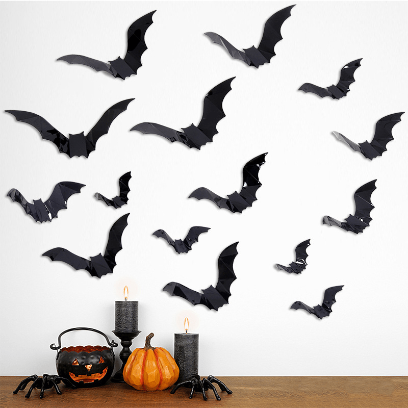 Halloween 3D Bat Wall Stickers, Removable DIY Decal, Party Decoration