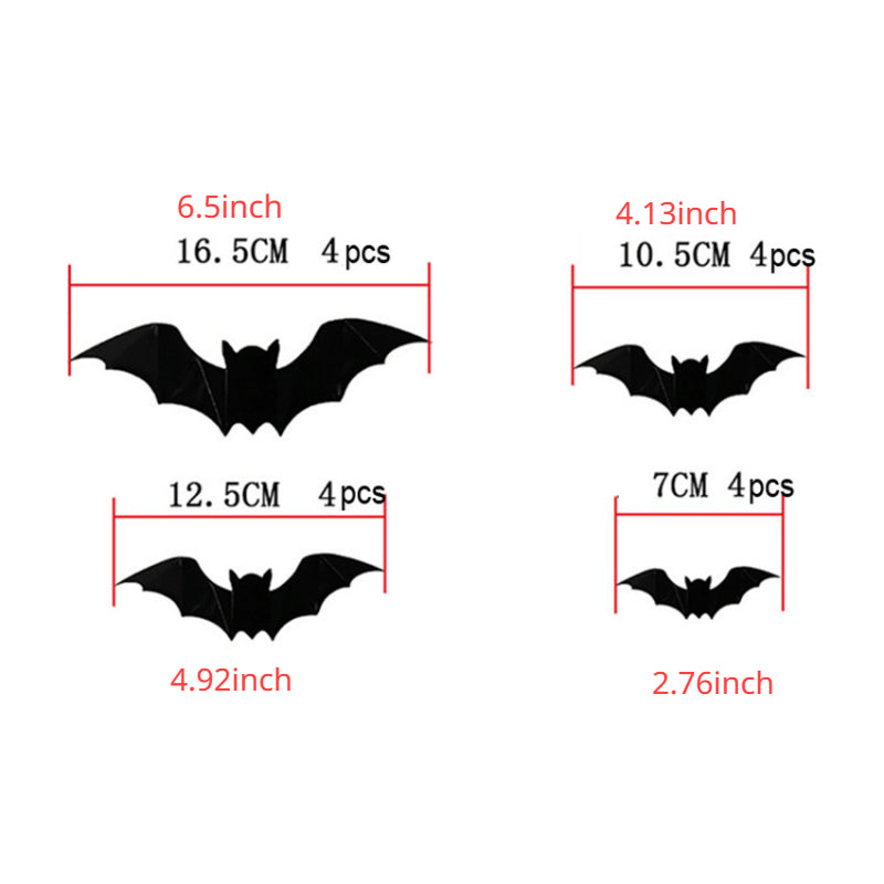 Halloween 3D Bat Wall Stickers, Removable DIY Decal, Party Decoration