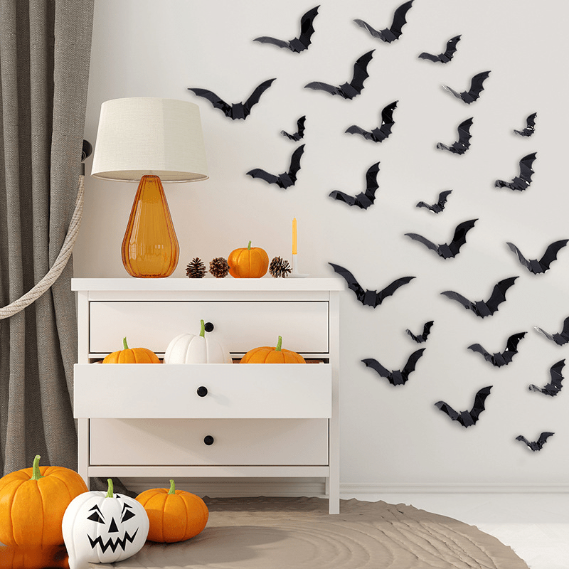 Halloween 3D Bat Wall Stickers, Removable DIY Decal, Party Decoration