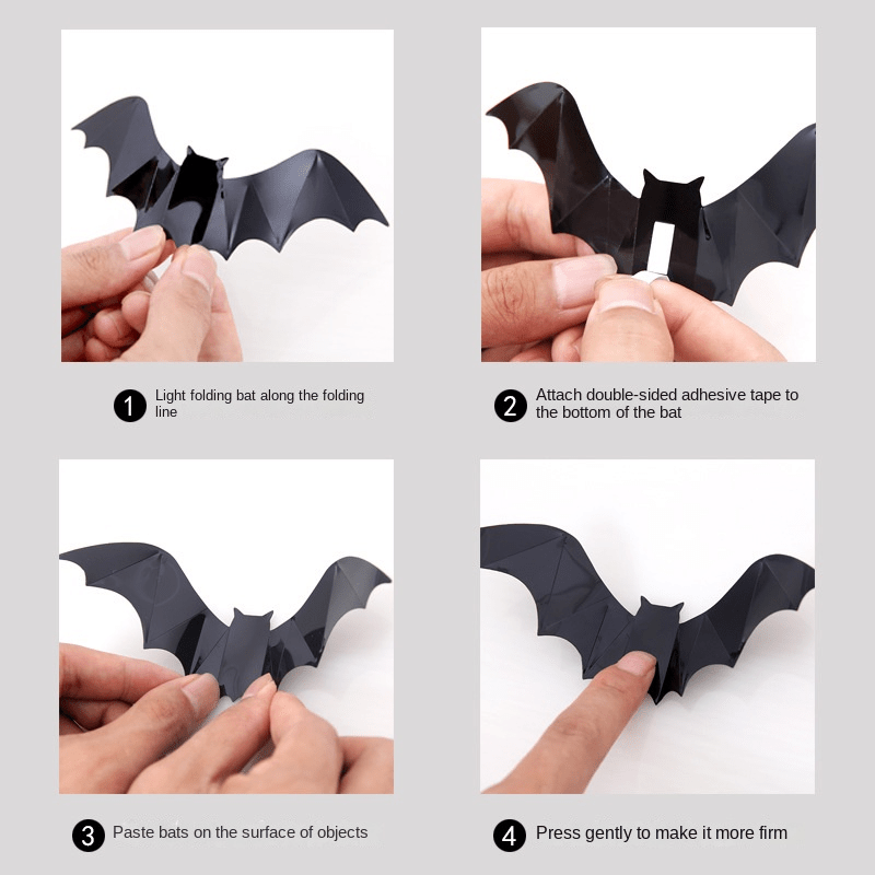 Halloween 3D Bat Wall Stickers, Removable DIY Decal, Party Decoration