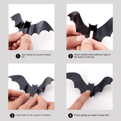 Halloween 3D Bat Wall Stickers, Removable DIY Decal, Party Decoration