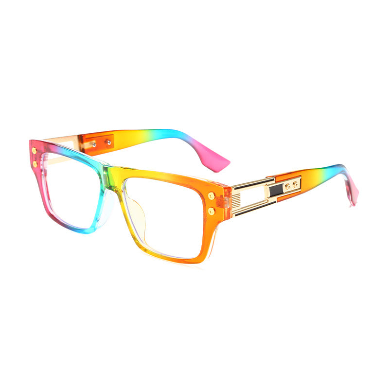 Retro Rivet Jelly Square Frame Computer Glasses