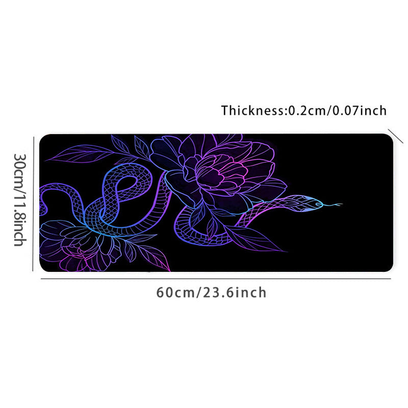 Flower Snake Purple Large Gaming Mouse Pad E Sports Office Keyboard Pad