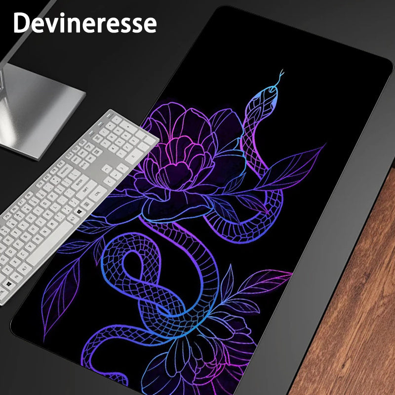 Flower Snake Purple Large Gaming Mouse Pad E Sports Office Keyboard Pad