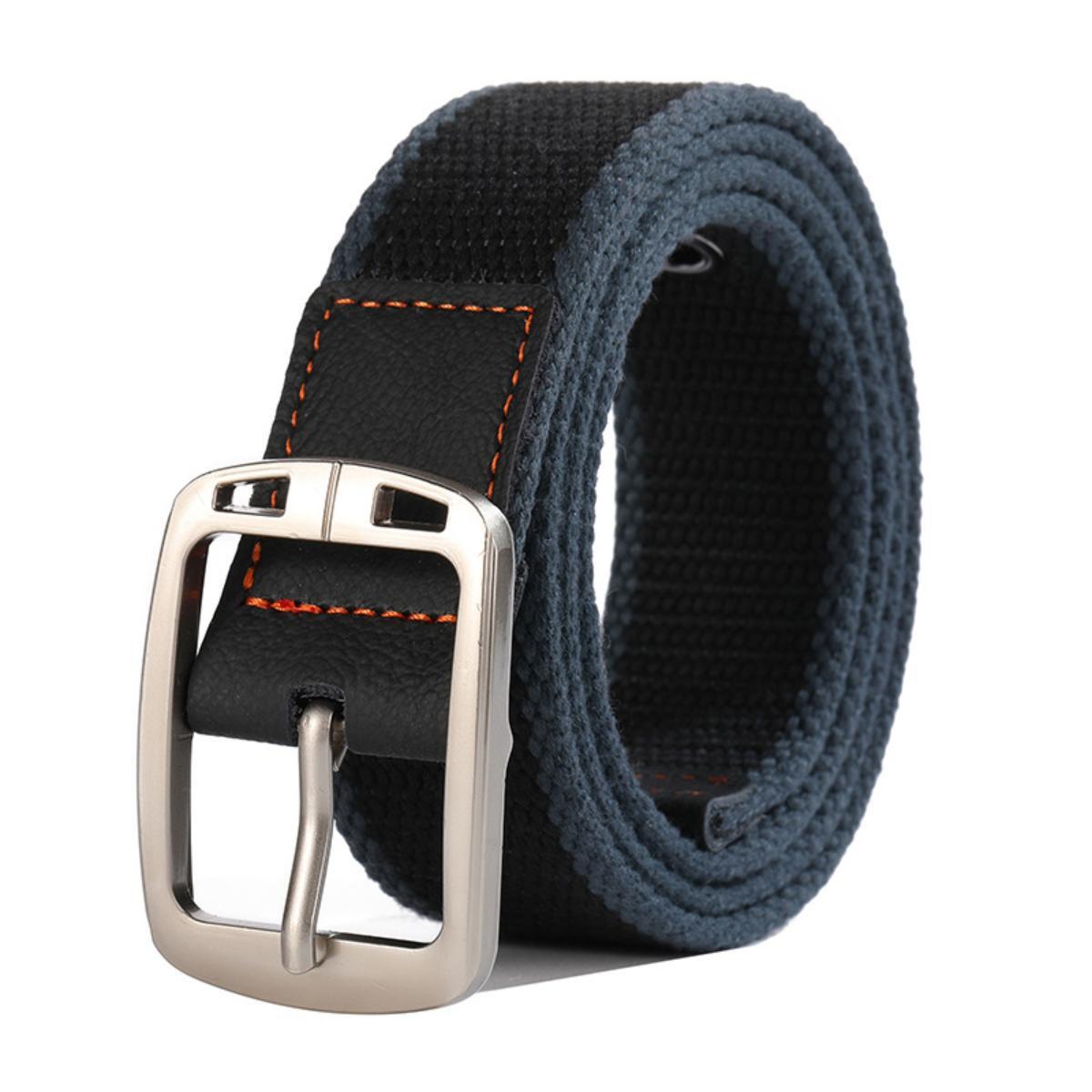 Alloy Stripe Pin Buckle Casual Jeans Canvas Belt