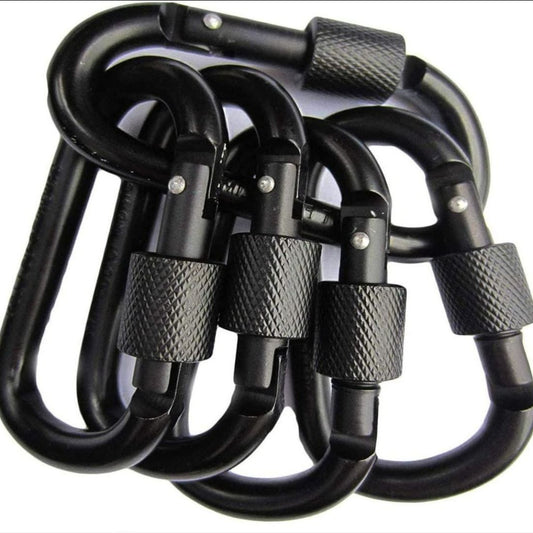 Set of 5 Screw Lock Carabiners for Climbing and Hiking