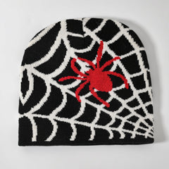 Fashionable Windproof Knit Beanie Hat Spider Web Jacquard Warm Ski Cold Hat