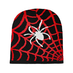 Fashionable Windproof Knit Beanie Hat Spider Web Jacquard Warm Ski Cold Hat