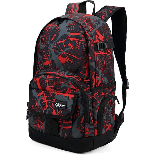 School Backpack Lightweight Red Camouflage Bag