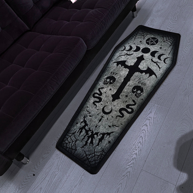 Halloween Coffin Carpet Plush Mat Fluffy Rugs
