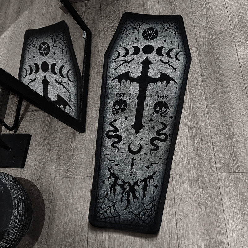 Halloween Coffin Carpet Plush Mat Fluffy Rugs