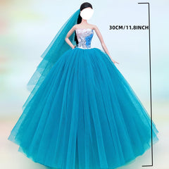 Elegant Wedding Dress for 11-Inch Dolls - Ideal DIY Gift