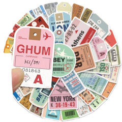 40pcs Retro Boarding Card Stickers Waterproof Travel Laptop Car Motorcycle