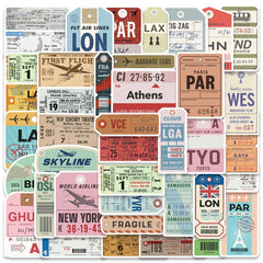 40pcs Retro Boarding Card Stickers Waterproof Travel Laptop Car Motorcycle
