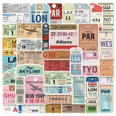 40pcs Retro Boarding Card Stickers Waterproof Travel Laptop Car Motorcycle