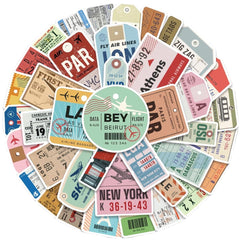 40pcs Retro Boarding Card Stickers Waterproof Travel Laptop Car Motorcycle