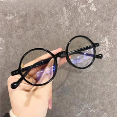 Retro Anti-Fatigue Round Frame Glasses w/ Old Flower Design