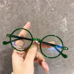 Retro Anti-Fatigue Round Frame Glasses w/ Old Flower Design