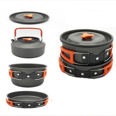 Camping Cookware Set: Lightweight Aluminum Pots, Pans & Utensils