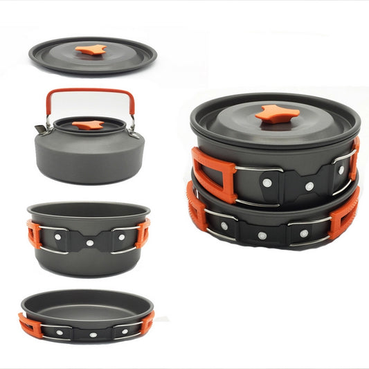 Camping Cookware Set: Lightweight Aluminum Pots, Pans & Utensils